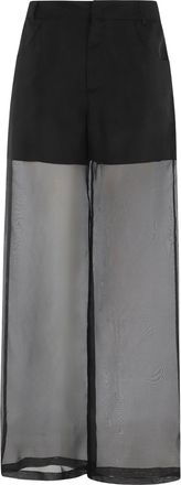 Federica Tosi Black Five-Pocket Silk Organza Formal Pants