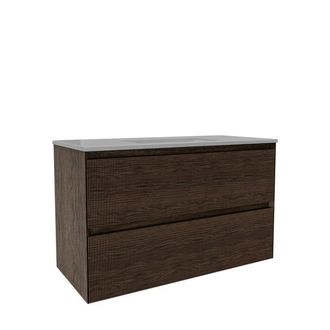 Saniclass Holz Atelier Badkamermeubelset - 100x45x60cm - keramische wastafel wit - 1 wasbak - zonder kraangaten - 2 lades - Charcoal
