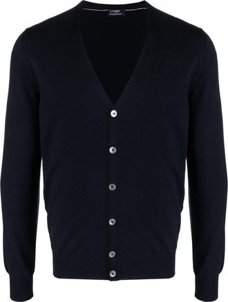 Barba V-neck wool cardigan - men - Virgin Wool - 54 - Blue