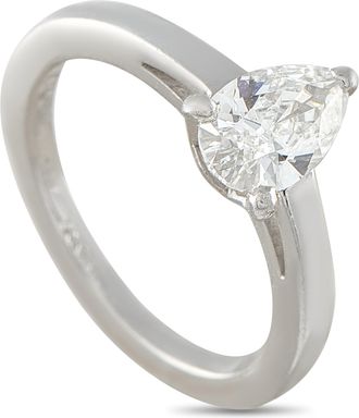 Bulgari 18K White Gold 0.93ct Pear Shaped Diamond Engagement Ring BV16-060526