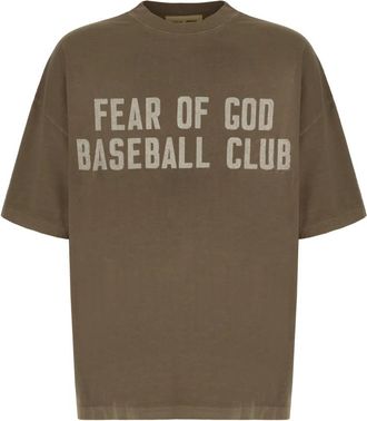 Fear of God Logo-print Katoenen T-shirt - Heren - T-shirts - Bruin - L - Katoen - Tops
