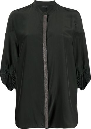 Fabiana Filippi rhinestone-embellished shirt - women - Viscose/Eco Brass/Silk - 44 - Green