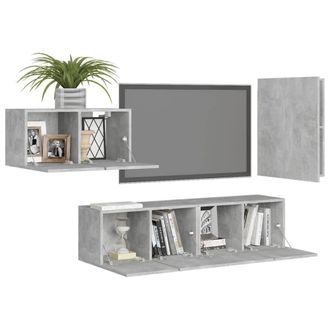 Berkfield Home Practical 4 Piece TV Cabinet Set Concrete Grey Engineered Wood