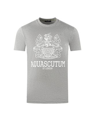 Aquascutum Mens Aquascutum Large Bold London Aldis Brand Logo Grey T-Shirt - Size: 36