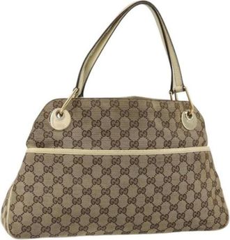 Gucci Pre-owned Handbags, female, Beige, Size: ONE SIZE Pre-owned Canvas Handbag
