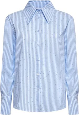 Silvian Heach Gestreept overhemd met maxi kraag - Dames - Overhemden - Blauw - XS - Katoen - Overhemden
