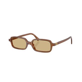Miu Miu 11Zs Rechthoekige Zonnebril - Dames - Accessoires - Bruin - Maat: 51 MM