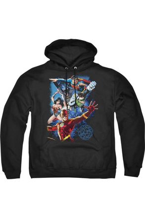 Gildan Justice League of America Galactic Attack Color Adult Pull Over Hoodie / Hooded Sweatshirt
