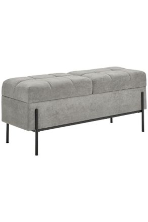 Xora Hockerbank, Grau, Schwarz, Metall, Textil, Holzwerkstoff, 121x47x41 cm, Truhe im Sitz, Garderobe, Garderobenbänke, Sitzbänke