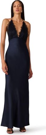 Steve Madden Phia Lace & Satin Dress in Midnight at Nordstrom, Size 12