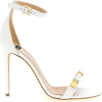 Elisabetta Franchi Leather Sandal with Logo Details