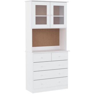 vidaXL Vidaxl - Aparador Alto Alta Madera Maciza De Pino Blanco 77x35x165 Cm