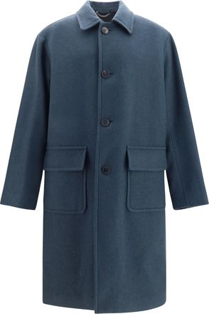 Dries Van Noten Mens Coat Long Single-Breasted Bottle Merino Wool