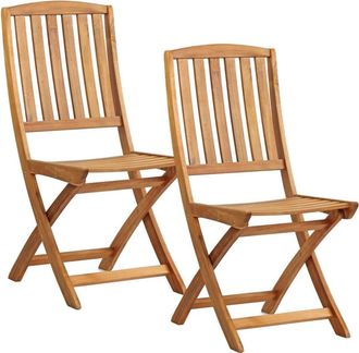 Brigros Conjunto de 2 sillas sin brazos con listones de acacia marrón