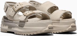 Converse Sandalen in leer met sleehak