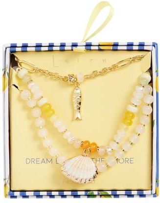 Leith Layered Sealife Beaded Necklace in White Multi- Gold at Nordstrom Rack