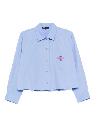 Maje logo-embroidery shirt - women - Polyester/Cotton - 3 - Blue