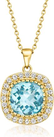 Ross-Simons Sky Blue Topaz Pendant Necklace With White Topaz in 18kt Gold Over Sterling