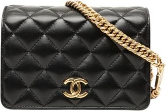 Chanel Pre-owned Wallet on Chain - Dames - Vintage Schoudertas - Zwart - ONE Size - Leer - Vintage