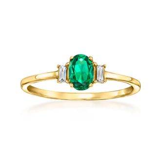 RS Pure by Ross-Simons Lab-Grown Emerald Ring With Lab-Grown Diamonds in 18kt Gold Over Sterling