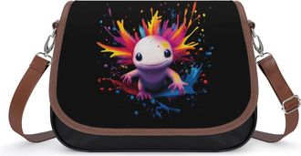 Generic Colorful Axolotl Cute Small Womens Crossbody Bags Shoulder Handbag with Adjustable Strap for Travel