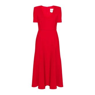 Roland Mouret Midi Dresses, female, Red, Size: XS A-line Crepe Midi Dress