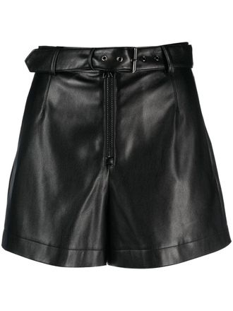 Patrizia Pepe Essential belted faux-leather shorts - women - Polyester/Polyurethane - 40 - Black