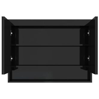 Berkfield Home Durable Bathroom Mirror Cabinet 80x15x60 cm MDF Shining Black | Size: 80 x 15 x 60 cm