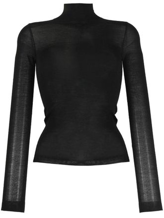 Nanushka semi-sheer merino knit top - women - Merino - L - Black