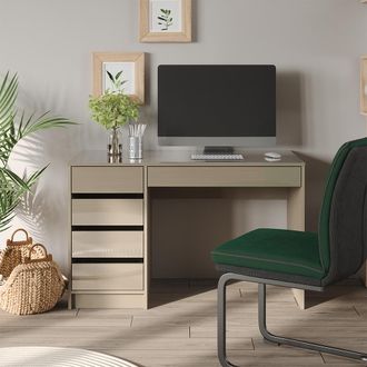 Vicco Escritorio Sherry, Gris Alto Brillo, 55 X 120 Cm Con Cajones, Vicco