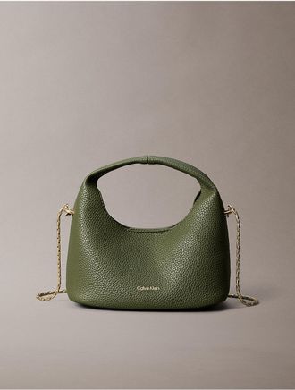 Calvin Klein Womens Pebble Grain Small Slouchy Bag - Green