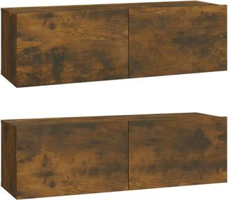 Berkfield Home Wall TV Cabinets 2 pcs Smoked Oak 100x30x30 cm Engineered Wood in Brown | Size: 100 x 30 x 30 cm