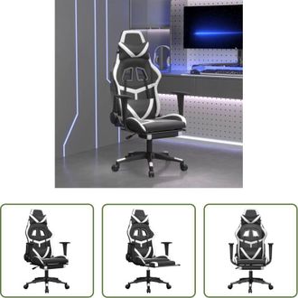 vidaXL Massaggio - Sedia Gaming Massaggiante Poggiapiedi Nero e Bianco Similpelle