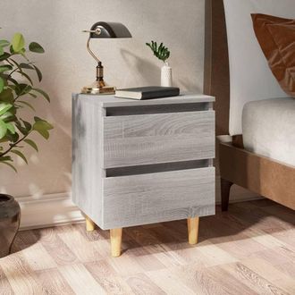 Berkfield Home Bed Cabinets with Solid Wood Legs 2 pcs Grey Sonoma 40x35x50 cm | Size: 40 x 35 x 50 cm