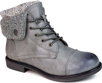 White Mountain Duena Faux Shearling Lined Lace-Up Boot in Lt Gry/burn/fab/fleece at Nordstrom Rack, Size 6.5