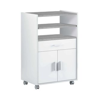 Dmora Mueble Auxiliar Para Cocina Con Ruedas, Una Balda Extra&iacute;ble, Un Caj&oacute;n Y Dos Puertas, Color Blanco, 59 X 92 X 40 Cm., Con Embalaje Reforzado - Dmora