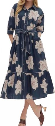 Entro Floral Print Midi Dress In Blue