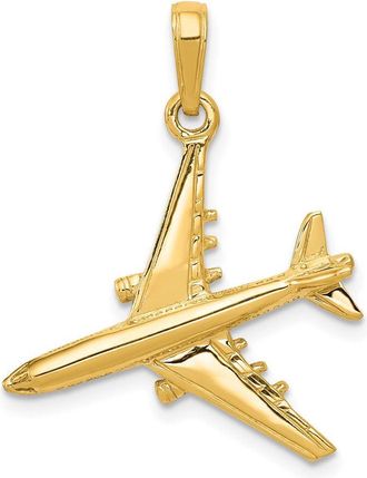 Diamond2Deal 14k Yellow Gold 3-D Jet Pendant