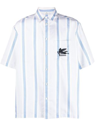 Etro Blue Striped embroidered Shirt