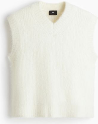 H&M Pullunder aus Alpakamix in Loose Fit - White