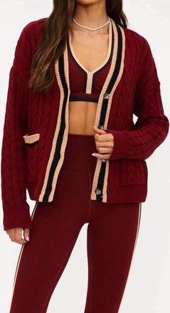 Beach Riot Gene Long Sleeves Cardigan In Maroon Merlot