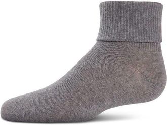 MeMoi Ribbed Triple-Roll-Cuff Ankle Sock in Light Gray at Nordstrom, Size 6-12M