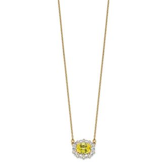 Diamond2Deal 14k Yellow Gold 1 Ct Lab Grown Diamond and Created Yellow Sapphire Pendant Necklace