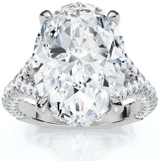 Pompeii3 Certified 6.10Ct Oval Diamond Hidden Halo Engagement Ring White Gold Lab Grown Size: 7