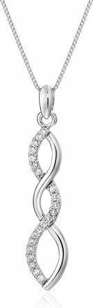 Vir Jewels 1/10 cttw Diamond Wave Pendant In 10K White Gold with 18 Inch Chain