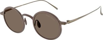 Giorgio Armani Ar 6173T Ronde Zonnebril - Heren - Zonnebrillen - Bruin - 46 MM - Accessoires