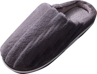 Generic Mens Slippers Winter Slip-On Plush Memory Foam House Slippers Soft Fleece Lined Casual House Shoes Indoor Footwear Warm Comfortable Lightweight size 8