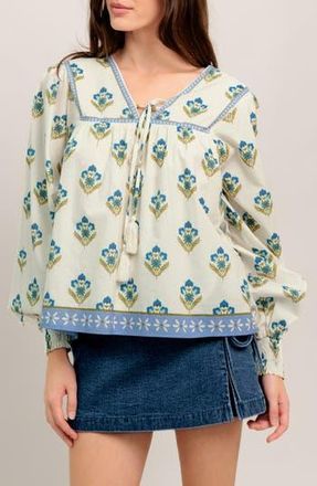 Flying Tomato Printed Woven Top in Ivory at Nordstrom Rack, Size Medium