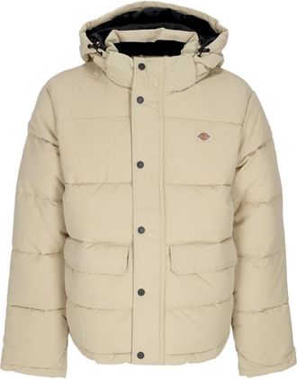 Dickies Waterafstotende Puffer Donsjas met Capuchon - Heren - Winterjassen - Beige - L - Polyester - Jassen