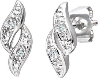 Jewelco London 9ct White Gold Round 2pts Diamond Twist Drop Earrings - PE0AXL3138W